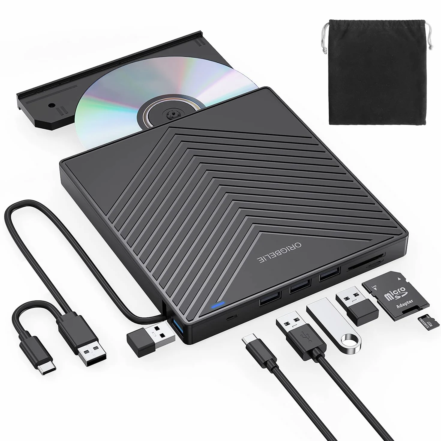 ORIGBELIE Lector CD DVD Externo USB 3.0 Type-C Grabadora CD DVD Externa