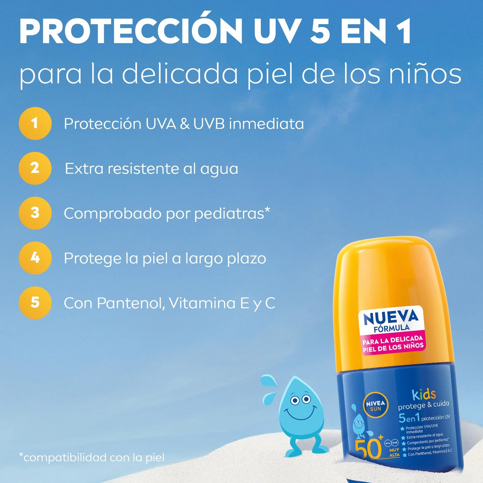 NIVEA SUN Protege & Cuida Kids Roll-On FP50+ Protector Solar Infantil 50 ml