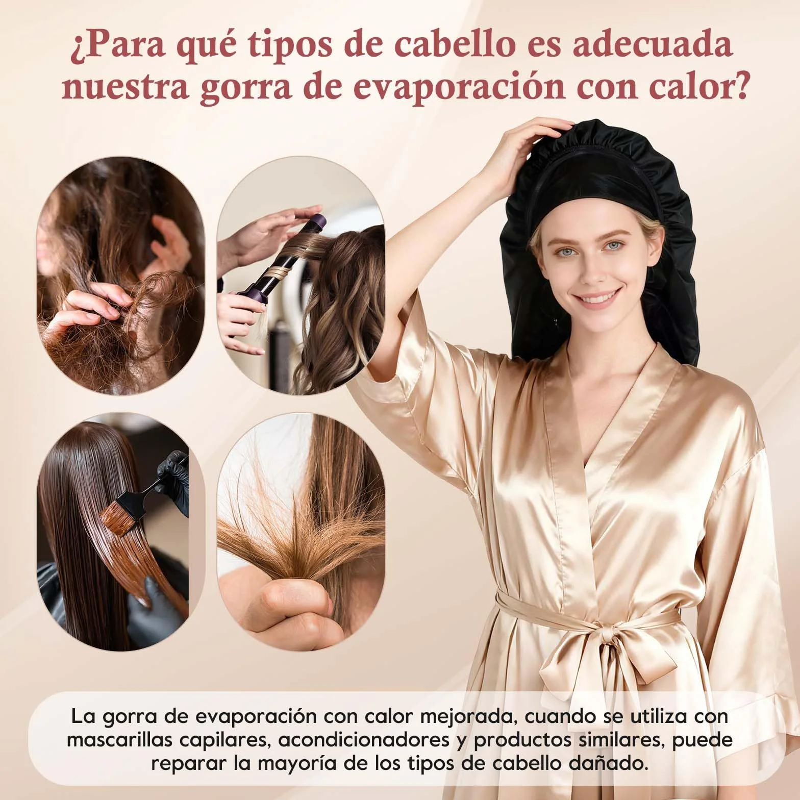 DEWEL Gorro Termico, Acondicionador Profundo para Cabello, Control Inteligente de Temperatura en 10 Etapas