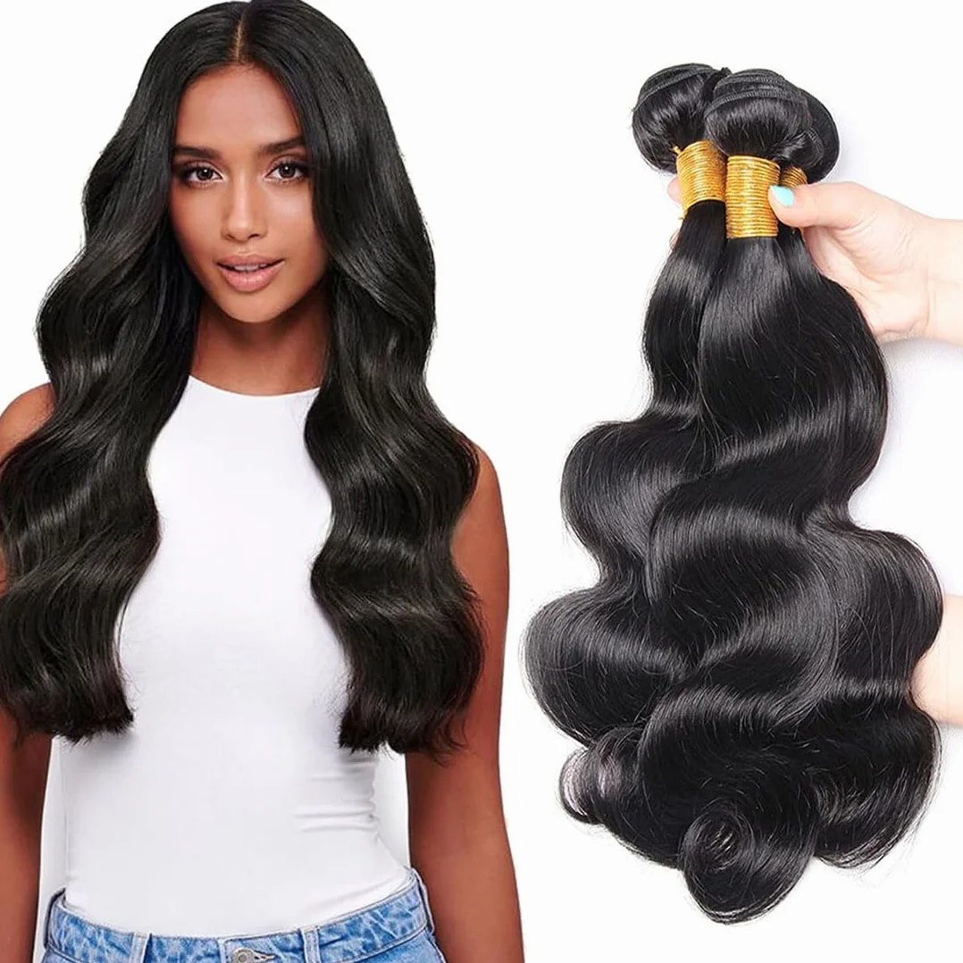 Extensiones de pelo humano sin procesar, extensiones de pelo humano sin procesar, doble trama #1B, color negro natural, 3 paquetes por paquete, total 150 g, 26, 28, 30 pulgadas