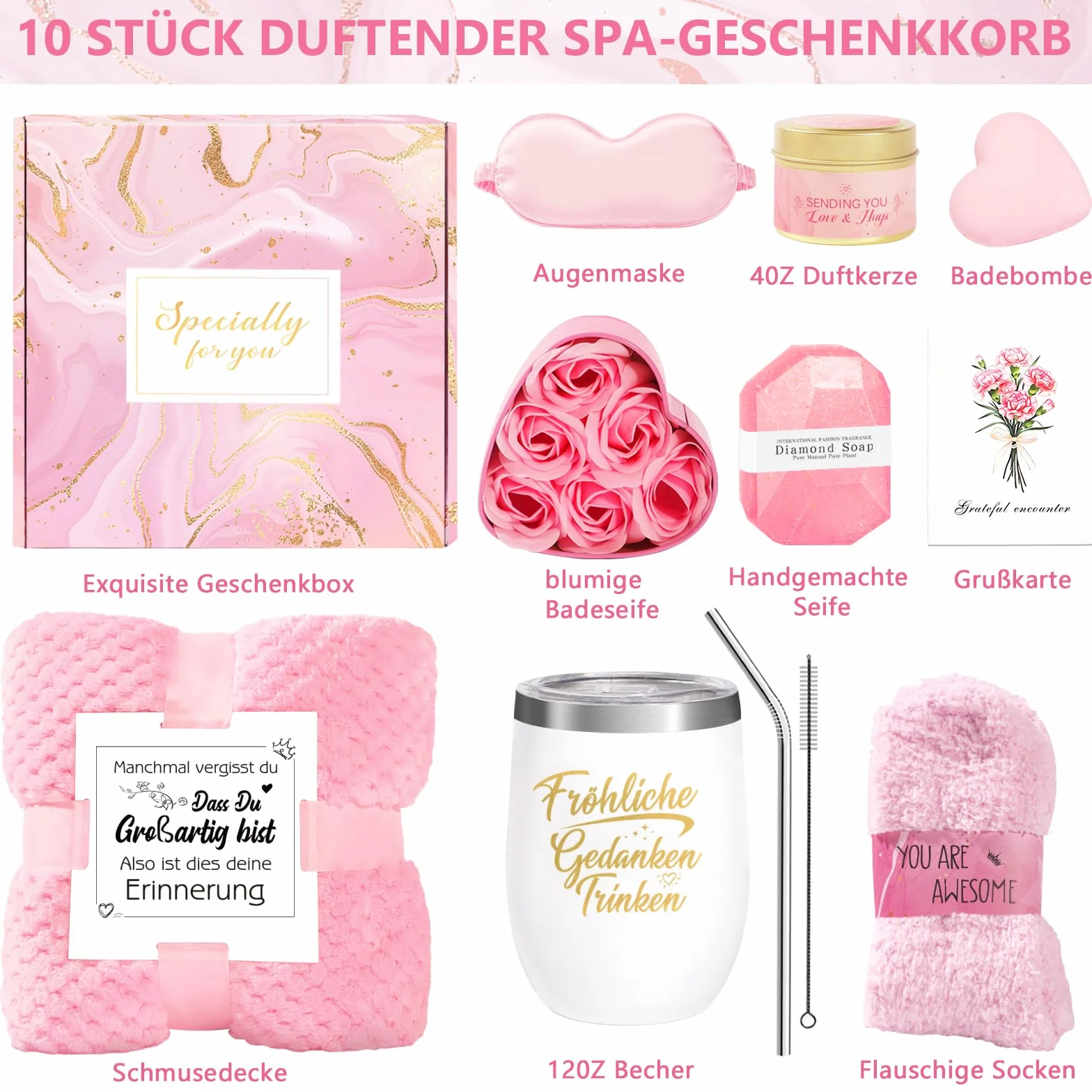 Regalos para mujeres, regalo de cumpleaños para mujeres, relajante cesta de regalo de spa paquete de cuidado, set de regalo para mejores amigas, hermanas, madres, esposas, novias, coworker, bestia