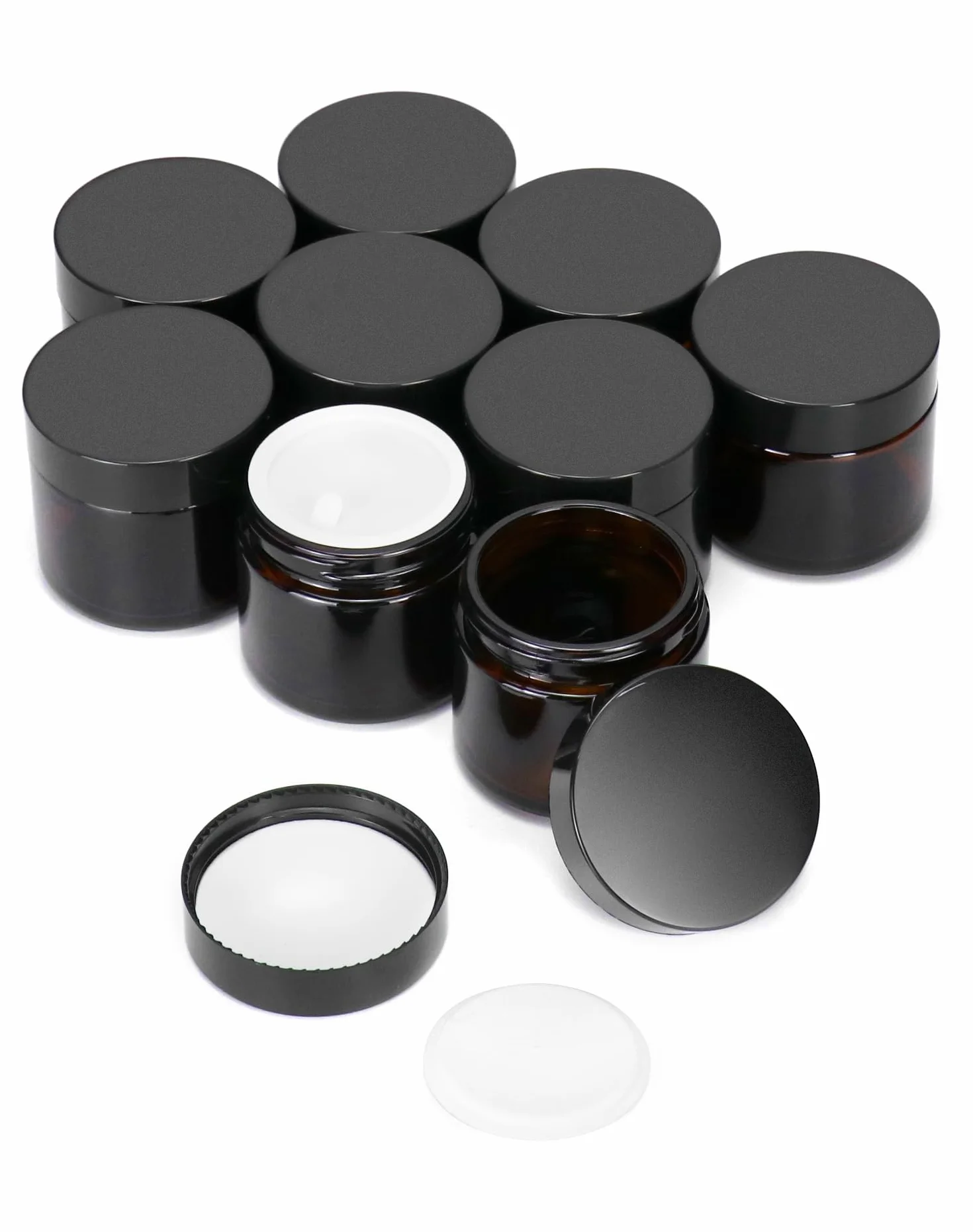 Frascos de vidrio ámbar 60 ml con tapas negras protección UV para aceites esenciales