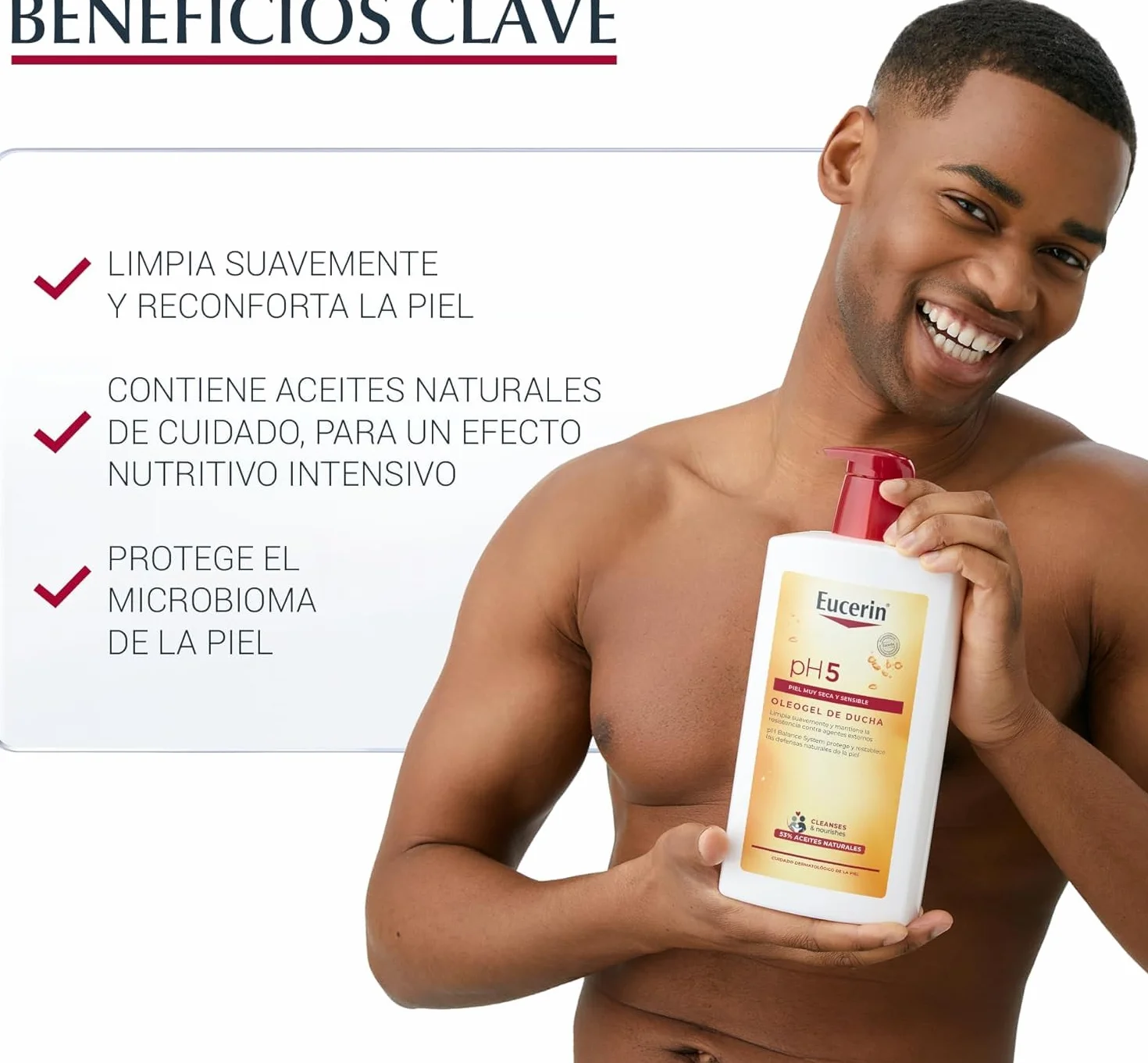 Eucerin pH5 Óleogel de Ducha Reconfortante 1000 ml, aceite limpiador corporal y facial con aceites naturales