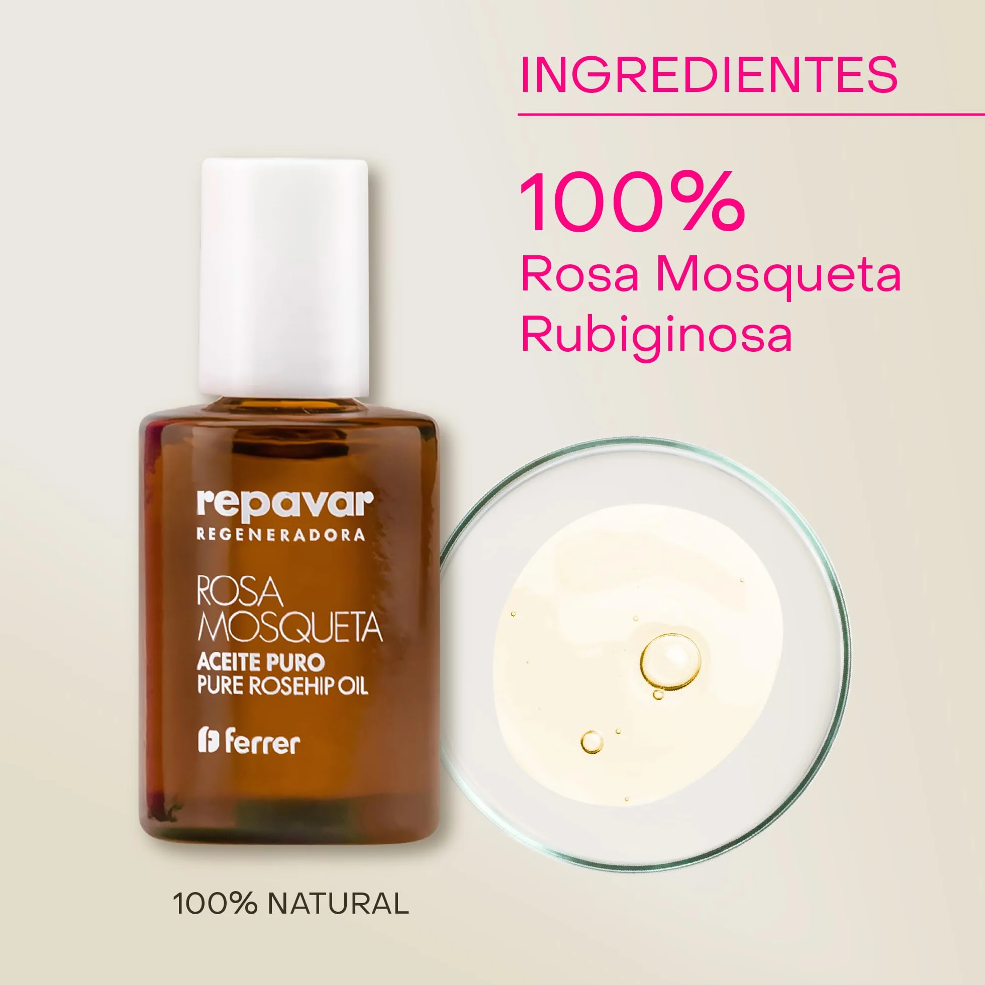 Repavar Aceite Rosa Mosqueta Puro 100% Primera Presión en Frío 15 ml