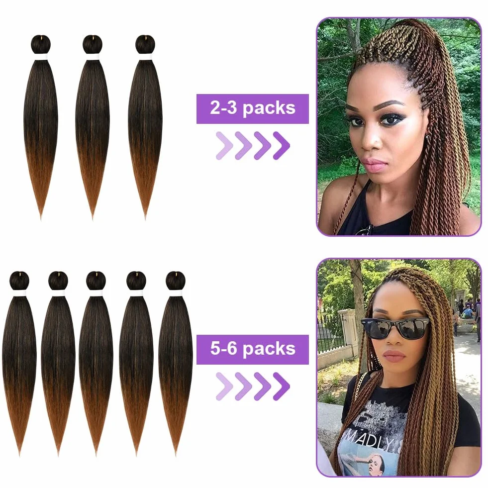 Aomig Extensiones para Trenzas, 2 * 25" Pelo Sintético Trenzas Africanas, Braiding Twist Crochet Hair Postizas, Marrón Ocre