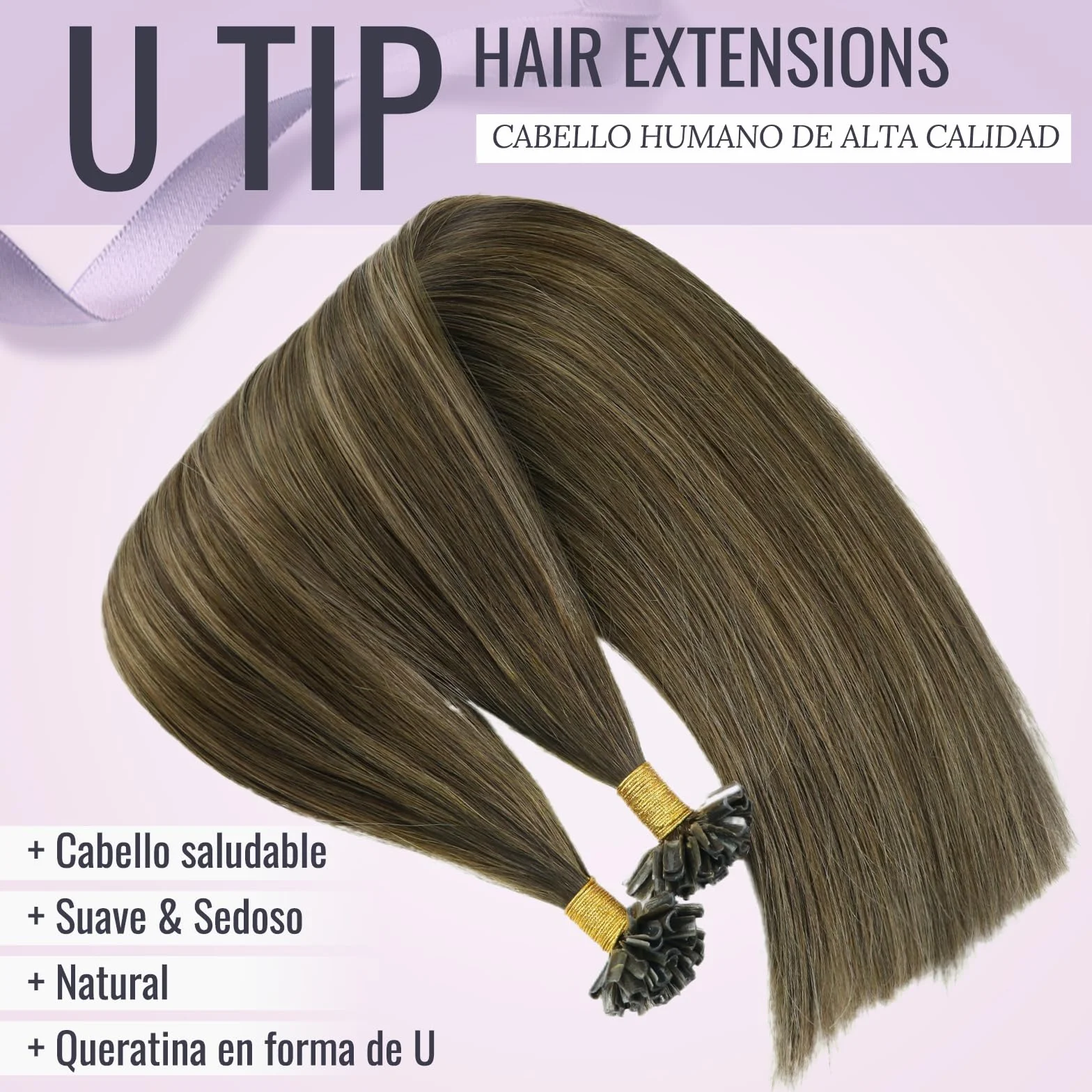 Fshine Extensiones De Queratina 50g 40cm Extensiones Pelo Natural | Puntas De Queratina Preunidas, Extensiones De Queratina, Para Cabello Fino, Sin Volumen Extra, Aporta Mucho Volumen