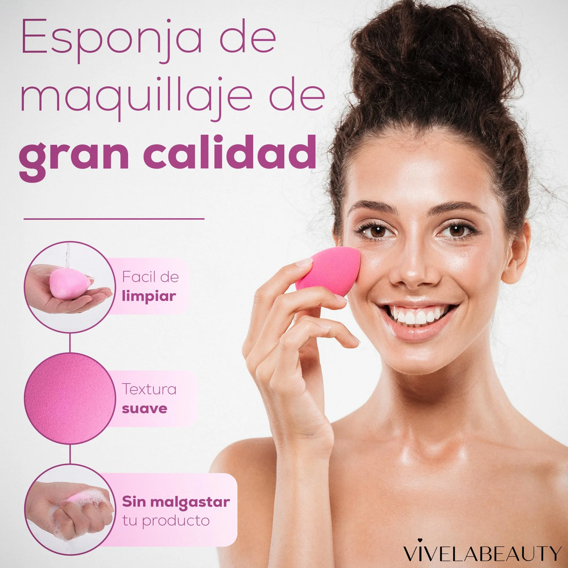 VIVELA 18 Brochas de Maquillaje Profesional con Esponja, Pinceles Negro Perla para Base Polvos Colorete