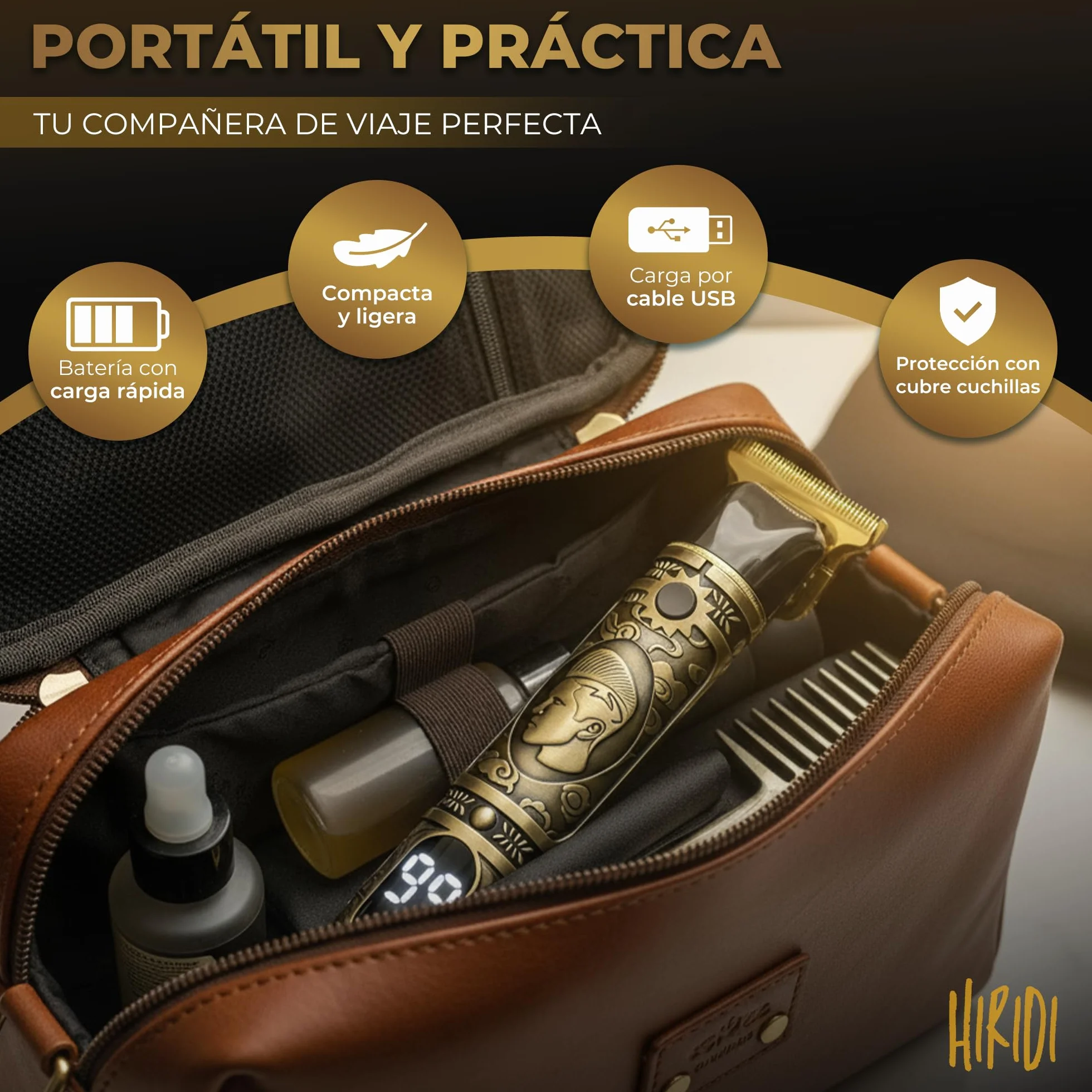Maquina de Afeitar Electrica Hombre Inalambrica Cortapelos Recortadora Barba 3 Peines