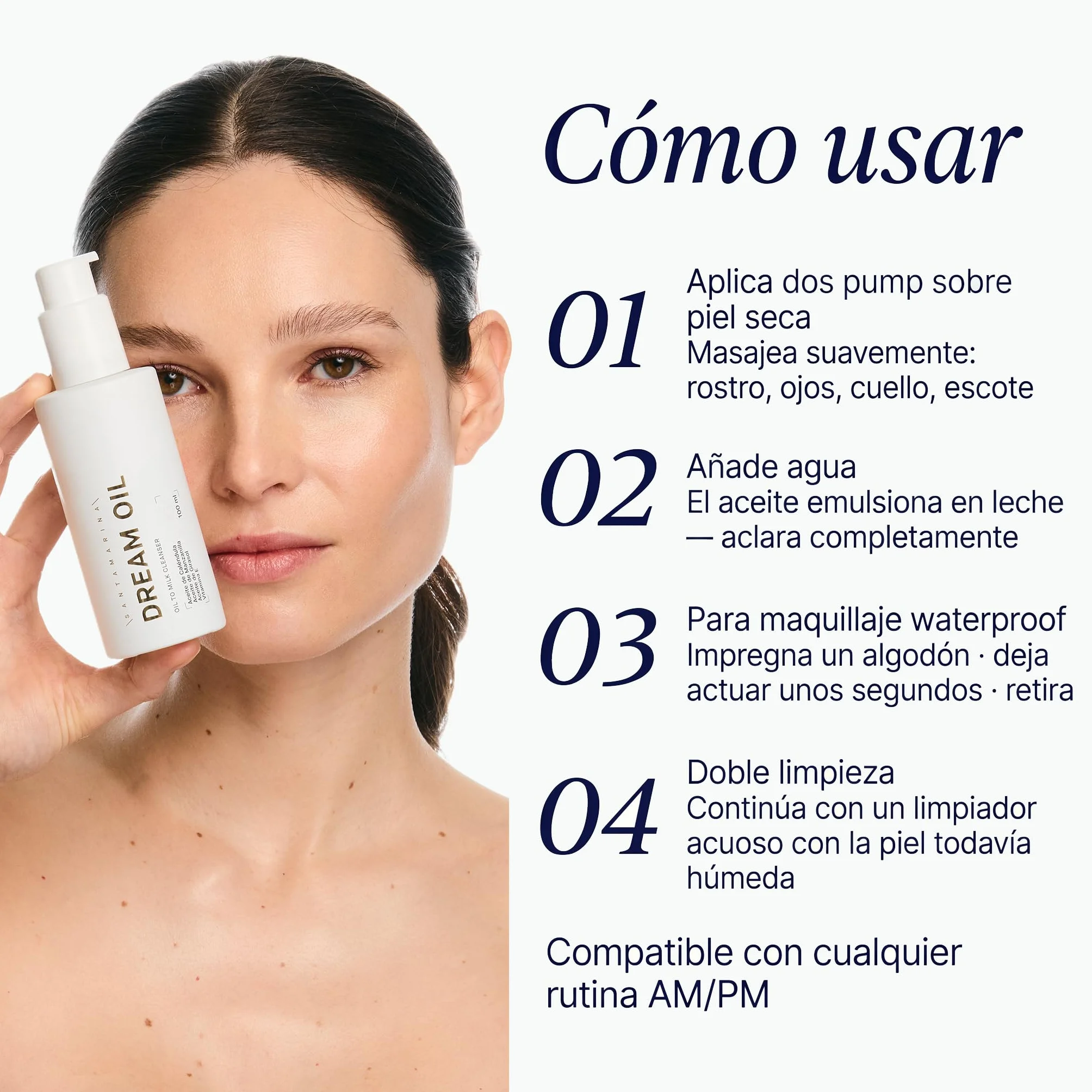 Santamarina Cosmetics DREAM OIL Aceite Limpiador Facial Desmaquillante Natural 100 ml Oil to Milk Caléndula Manzanilla Girasol