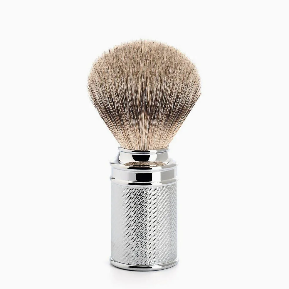 Mhle Classic Shaving Brush, Silver Tip Badger Hair, Handle Engraved Chrome by MHLE