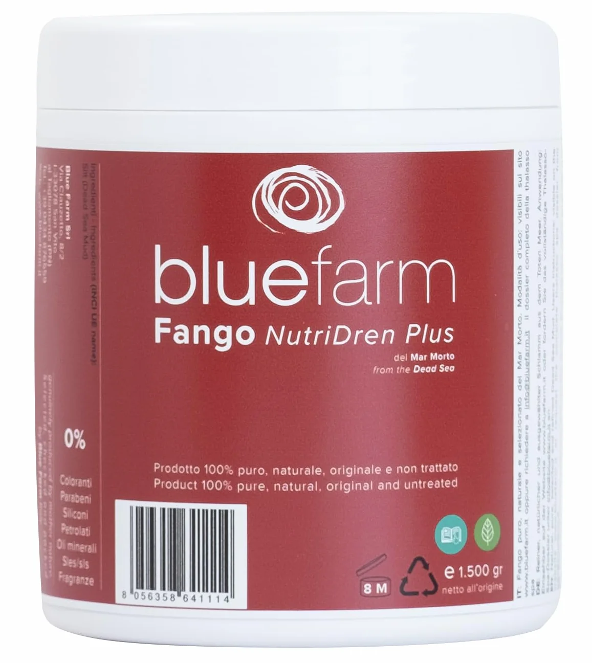 GRANJA AZUL | Barro del Mar Muerto 1.500 gr NutriDren Plus, producto 100% puro, natural, original y sin tratar