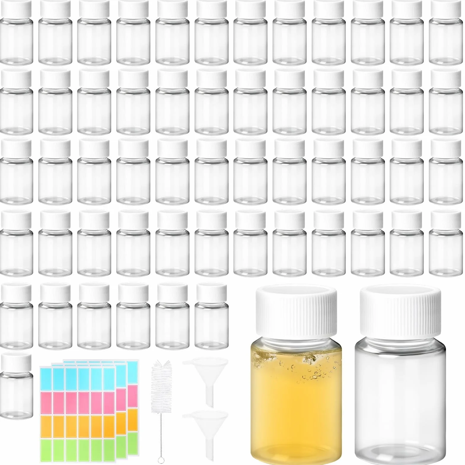 Botellas Pequeñas de Plástico 20 ml con Tapón de Rosca Reutilizables para Viajes Camping