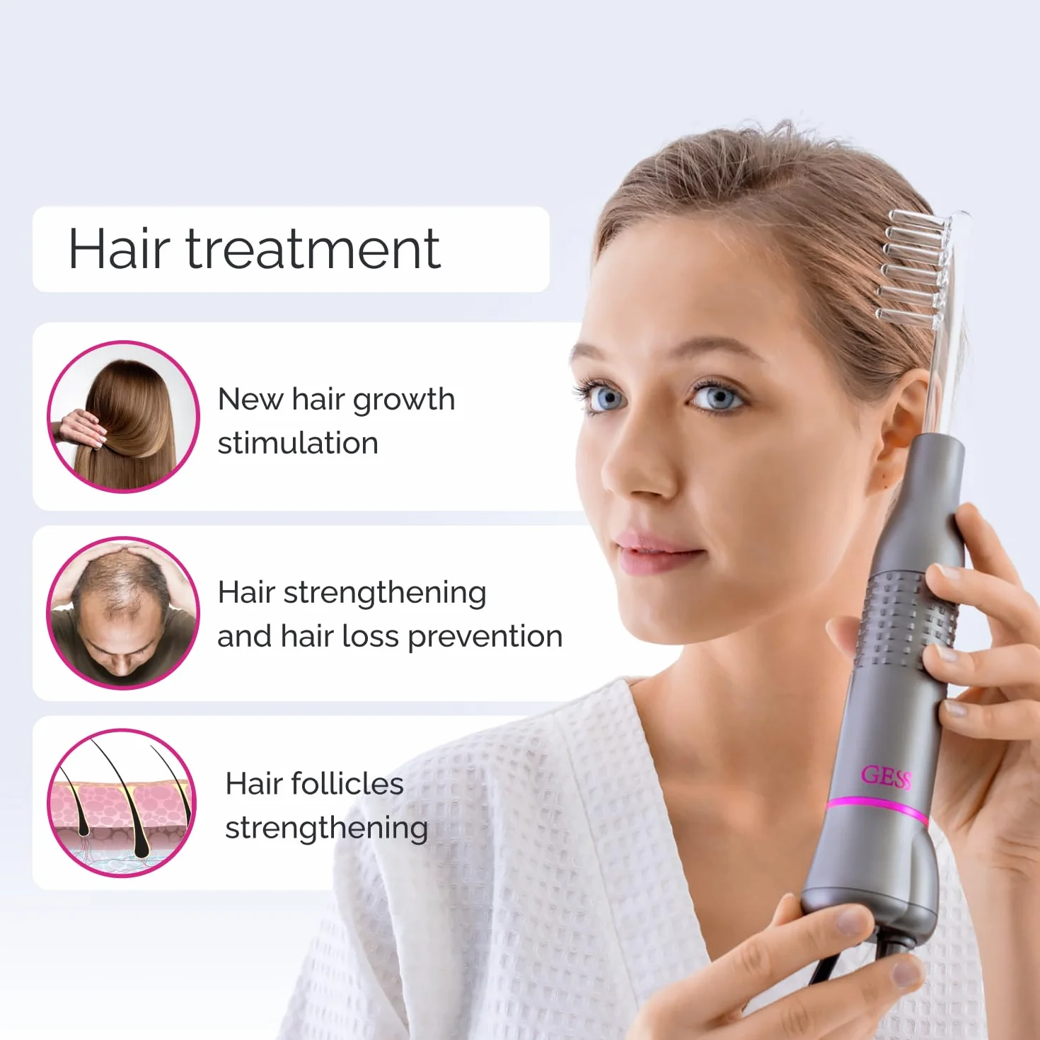 GESS Dars Dispositivo Alta Frecuencia 5 en 1 para Cabello y Rostro, Máquina con 5 Electrodos Neón y Argón Darsonval