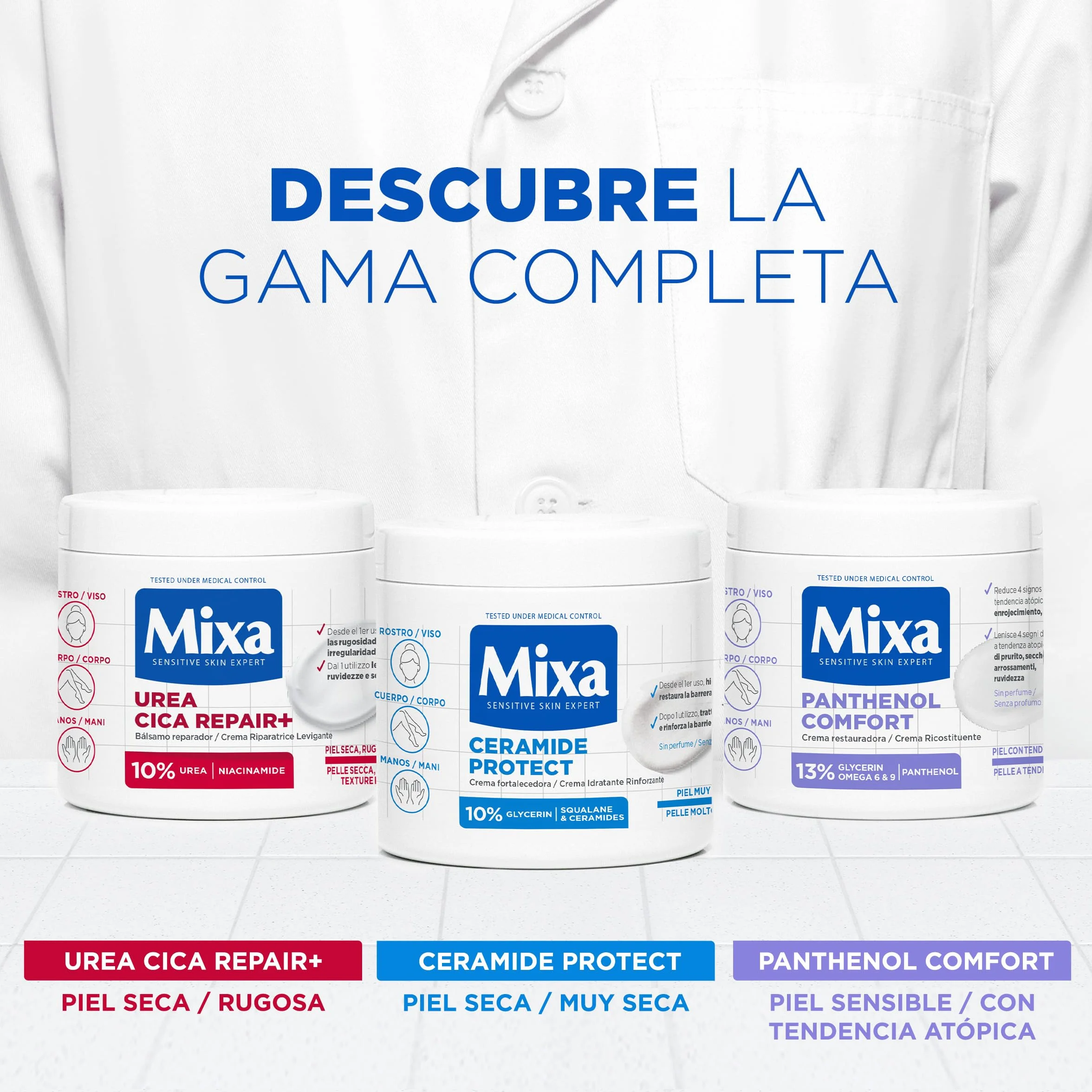 Mixa Crema Corporal Ceramide Protect 400 ml para Pieles Muy Secas con Glicerina, Escualeno y Ceramidas