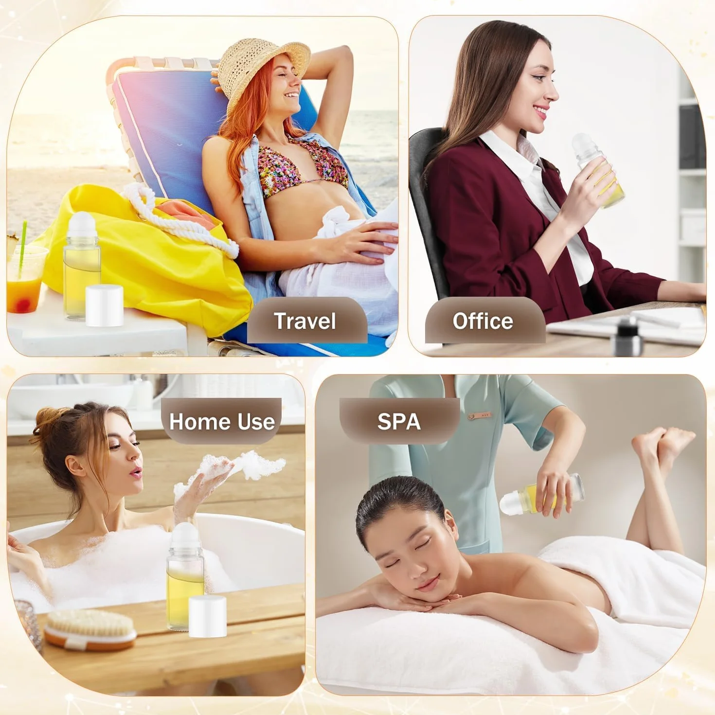 Set 50 uds Roll on Rellenable 50 ml | Roll On Aromaterapia | Bote Roll on Crema Solar Rellenable
