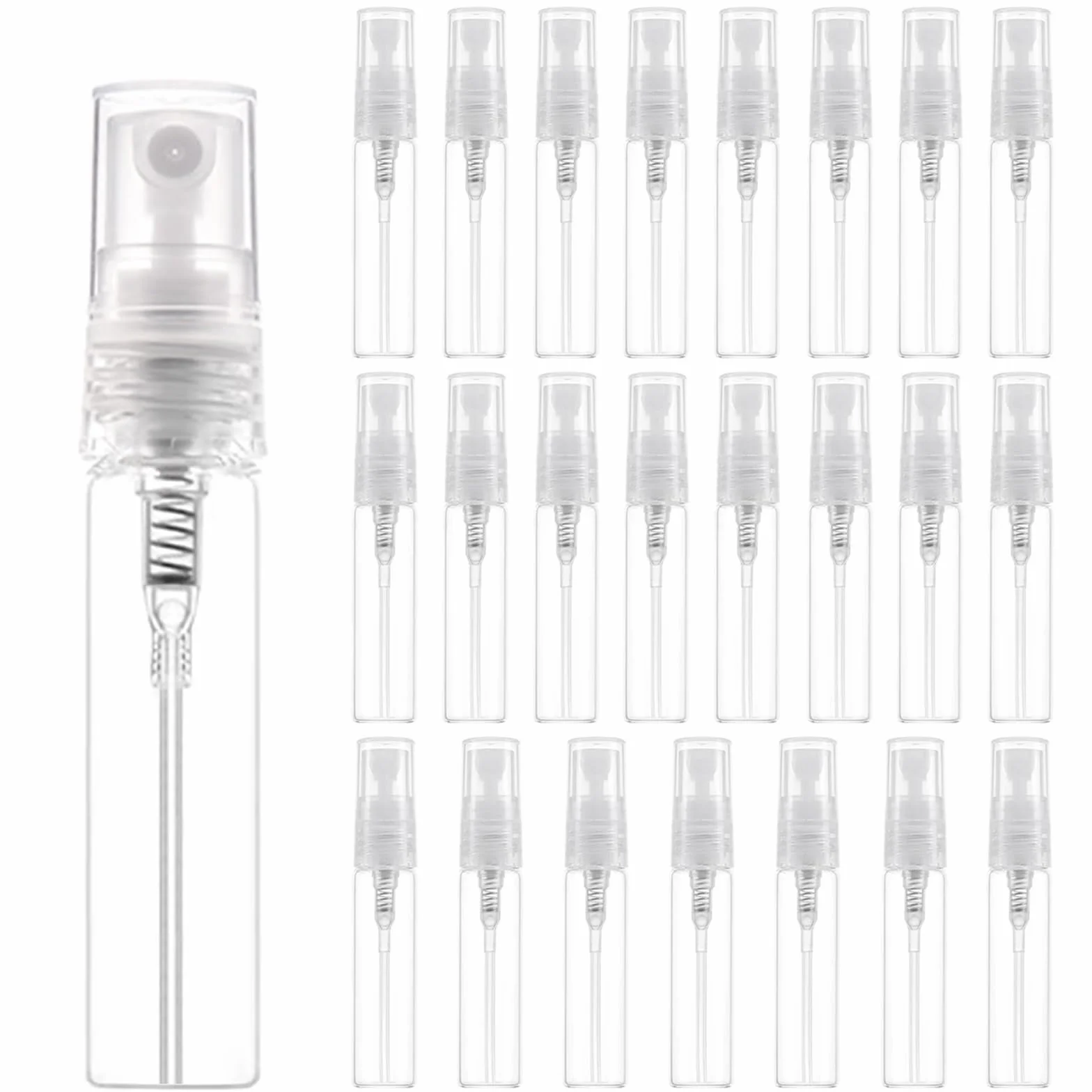 Mini Botella Spray 5ml 24 Piezas, Botella de Spray Rellenable Vacío Pequeña Transparente Portátil Viaje para Perfume