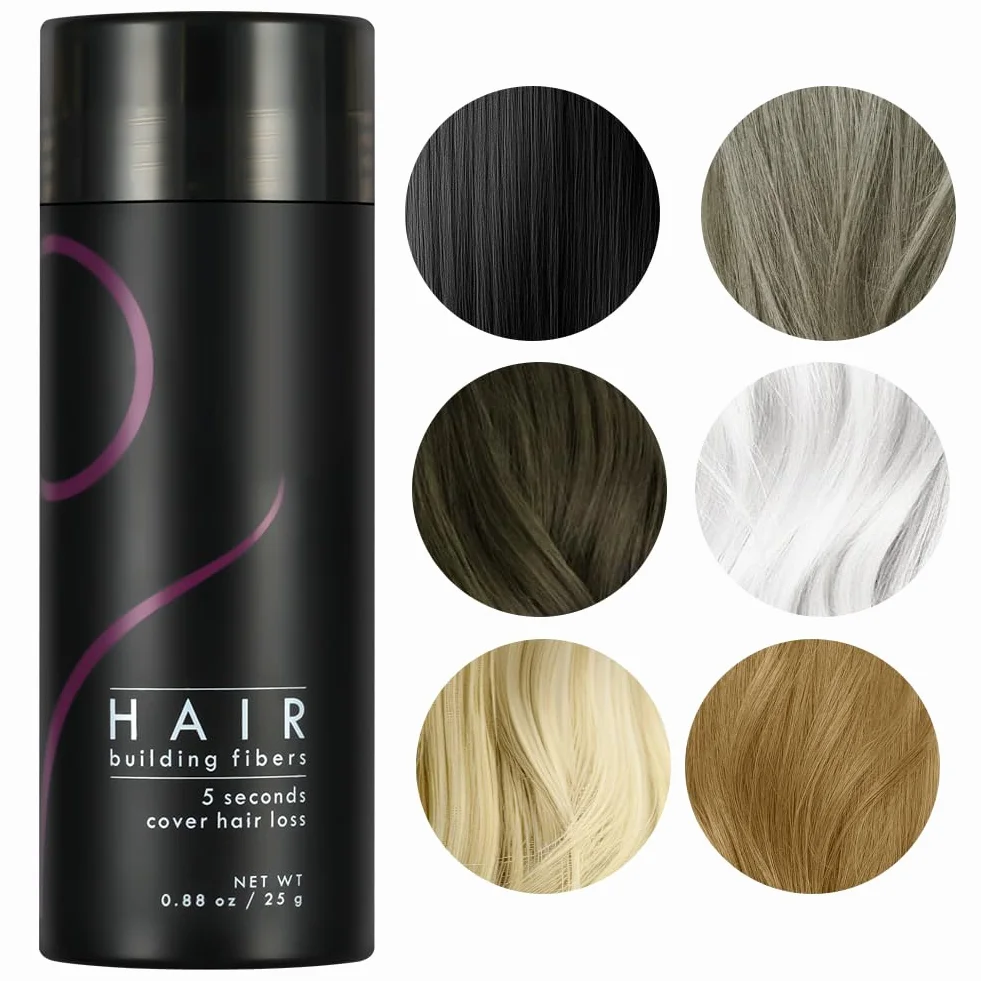 LOPHE Polvo de Fibra Capilar 25g Fibras Capilares para Hombre y Mujer Relleno Capilar Instantaneo Negro