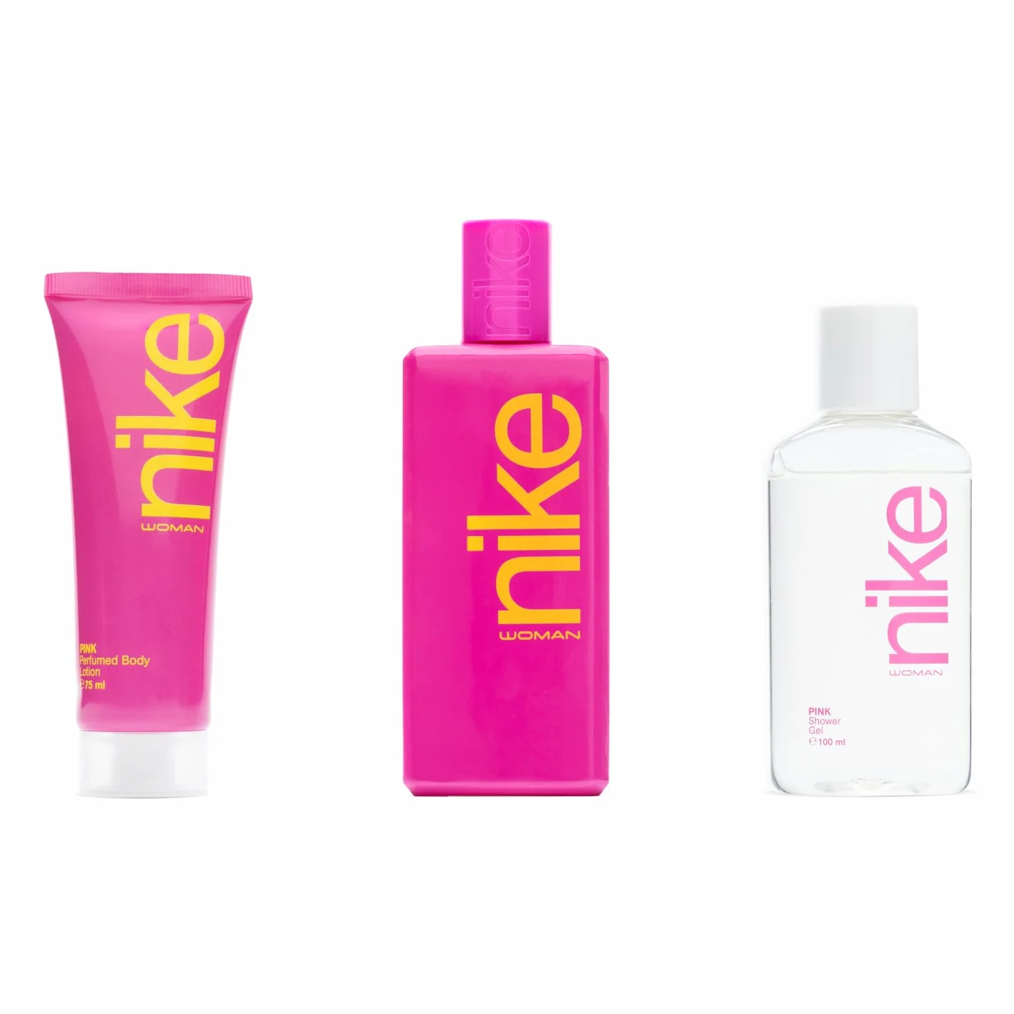 NIKE Colonia 100 ml Crema Corporal 75 ml Gel de Baño 100 ml Estuche Regalo Mujer Eau de Toilette Floral Afrutado
