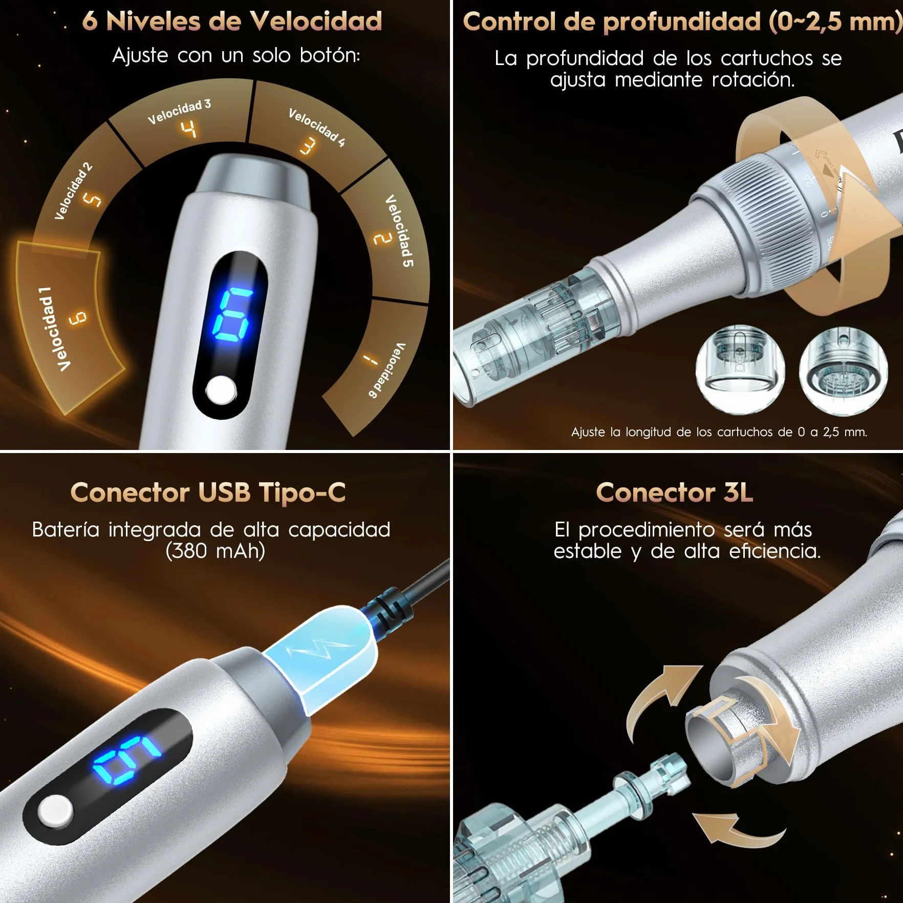 Dr.pen Ultima M7S - Lápiz de Microneedling Eléctrico e Inalámbrico, con 20 Cartuchos, 6 Niveles de Velocidad y Pantalla LED -Para el Crecimiento del Cabello, Rostro, Cuerpo y Cuidado de la Piel
