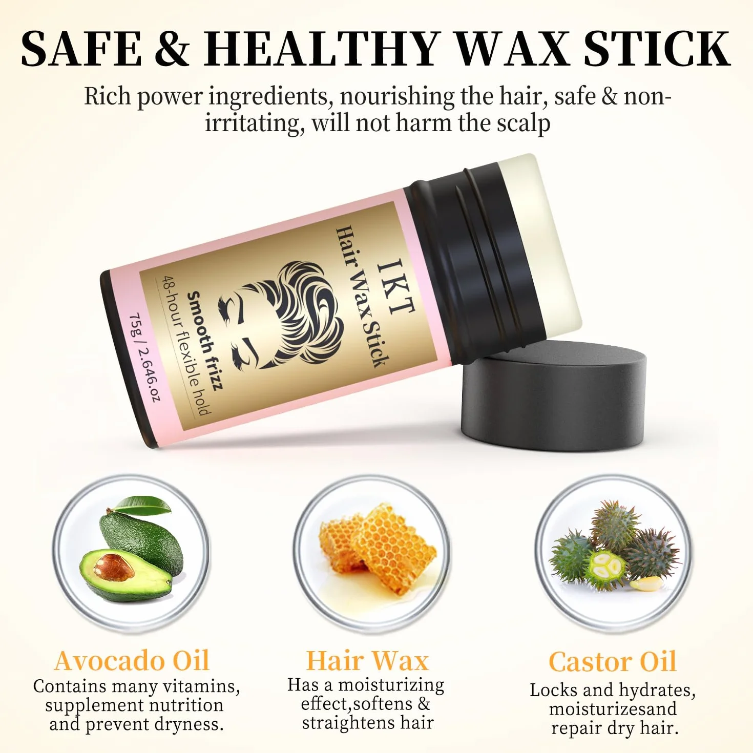 Barra de cera para el cabello, pomada de peinado de agarre fuerte
