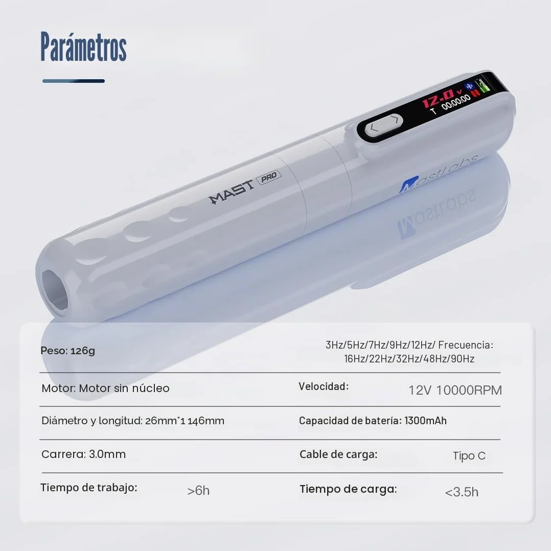 Mast Y22 Pro Máquina De Tatuaje Inalámbrica Rotativa Carrera 3.0mm 2 Modos De Trabajo Batería 1300mah Motor De Torque