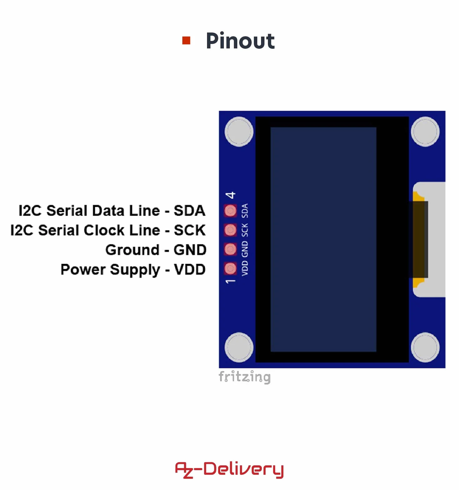 AZDelivery 1.3 Pulgadas OLED Display I2C SSH1106 128x64 Pixeles Modulo de Visualizacion Compatible con Arduino Raspberry Pi