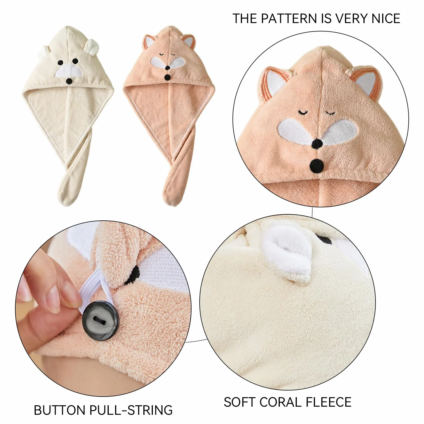 Toallas de Pelo de Vellón Coralino para Secado Rápido para Niños, Suaves y Absorbentes