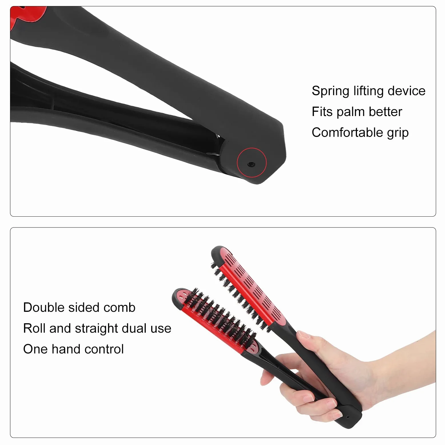 Generic Seda de la Cara de Doble Cepillo, Herramienta de Peinado para el Cabello para Enderezar el Cepillo para Hombres para que las Mujeres Mejoren la Salud del Cabello (rojo)