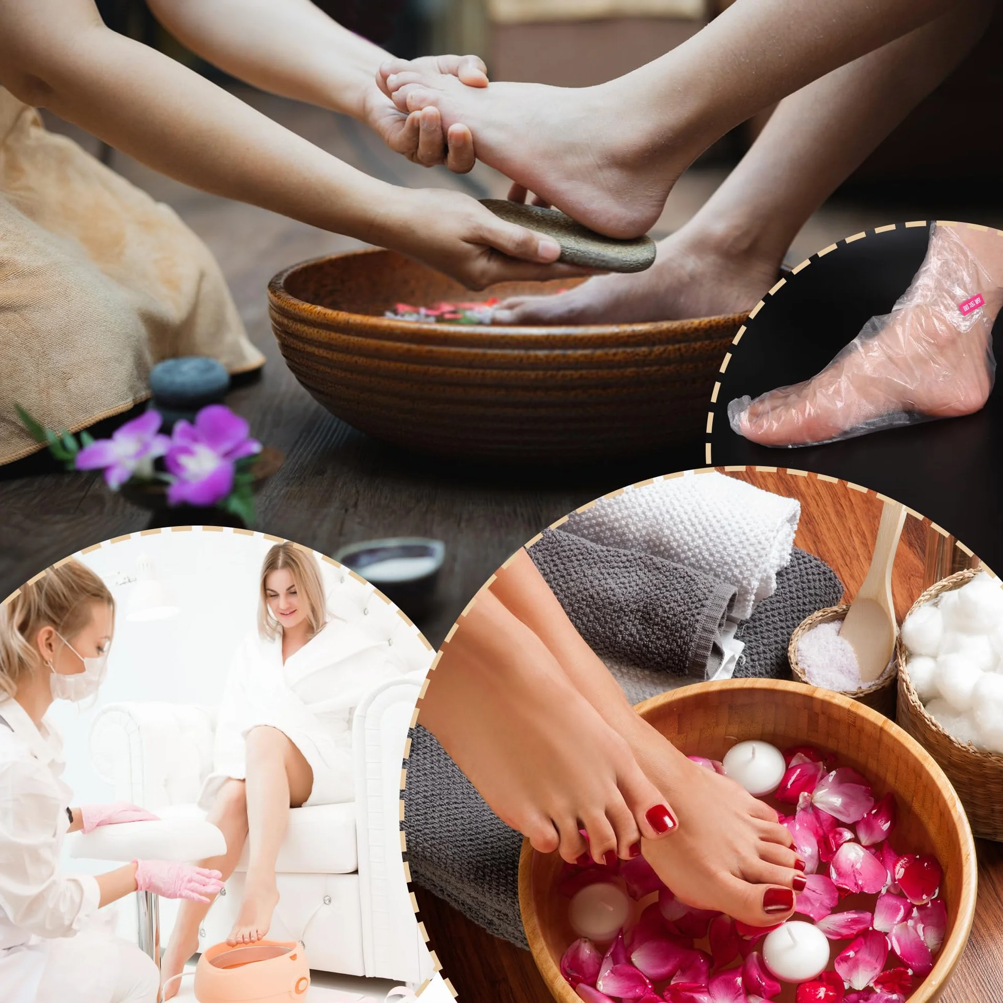Calcetines de Baño de Parafina 300 Piezas Bolsas de Pedicura Plástico Transparente para SPA Cuidado de Pies