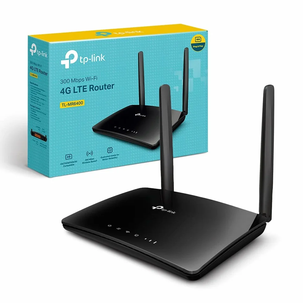 TP-Link TL-MR6400 Router 4G LTE WiFi Cat 4 300 Mbps MicroSim Ethernet LAN/WAN Antena Desmontable Negro