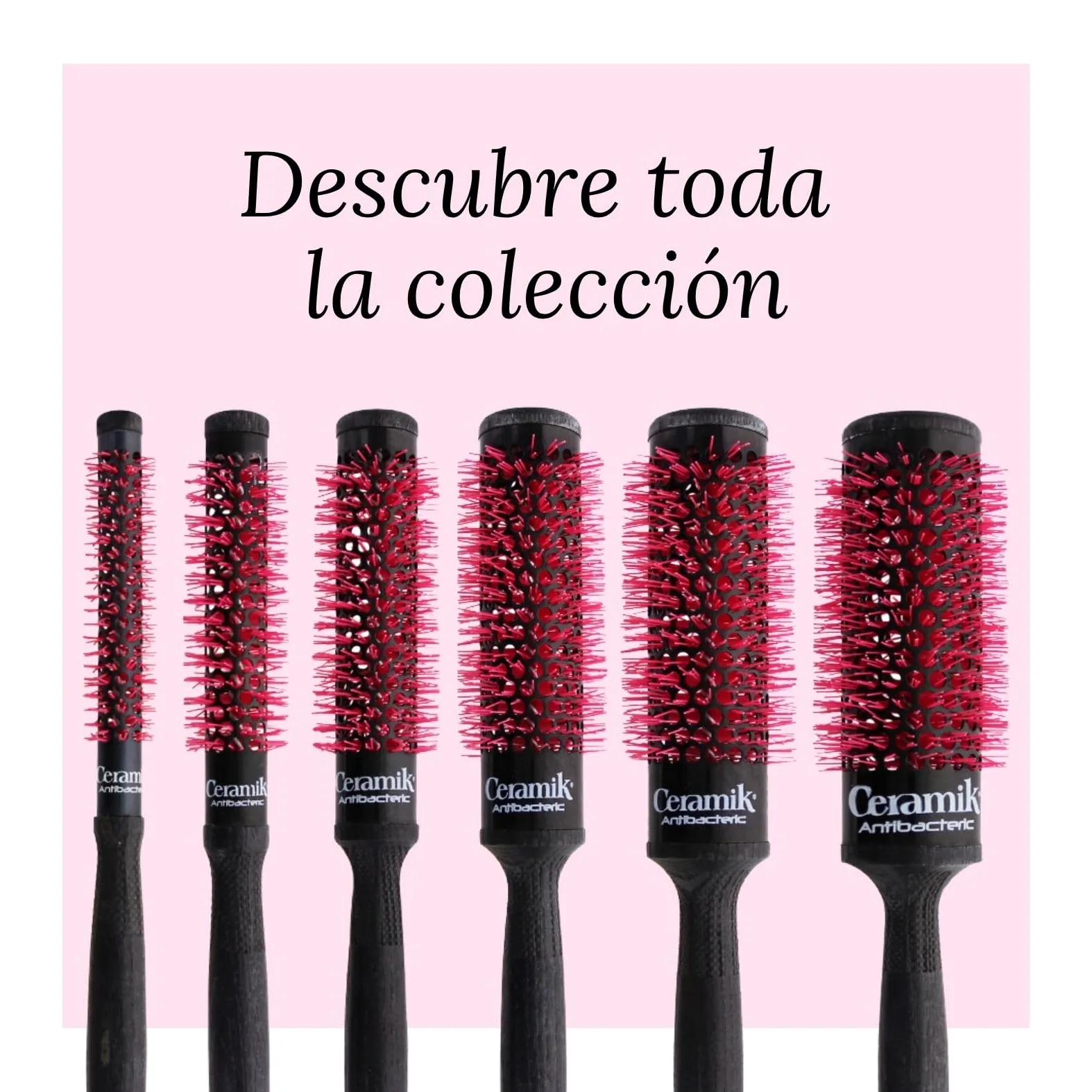 TEK Ceramik Oxy – Juego de 6 cepillos redondos (13/18/24/30/36/42 mm) – Barril de cerámica – Para todo tipo de cabello – Fabricado en Italia