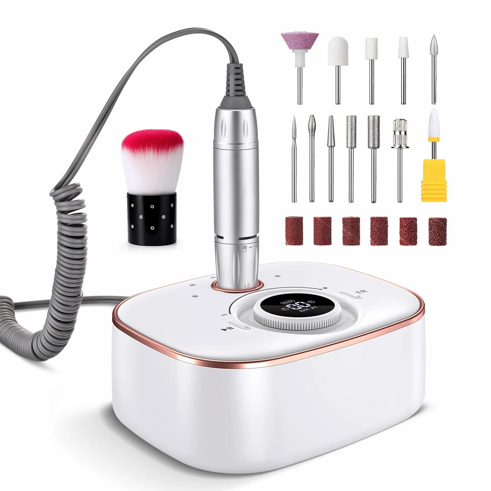 Torno para Uñas Profesional 35000 RPM: Torno para Uñas Eléctrica 13 en 1 Con BateríA de 4000 Mah – Limas de Uñas Profesionales para Manicura y Pedicura