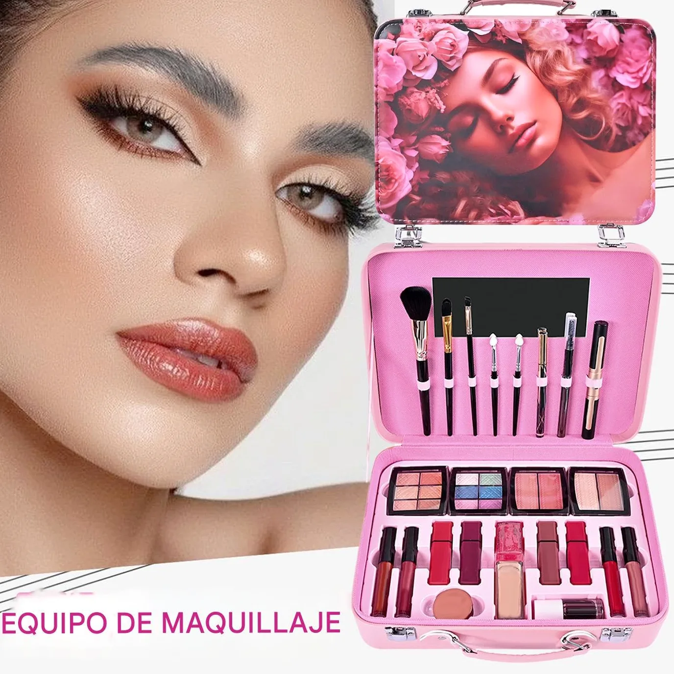 Colección De Maquillaje Para Mujeres Paleta Cosmética Portátil | Kit De Maquillaje Portátil Impermeable para Damas Madres Abuelas Novias Cumpleaños y Citas