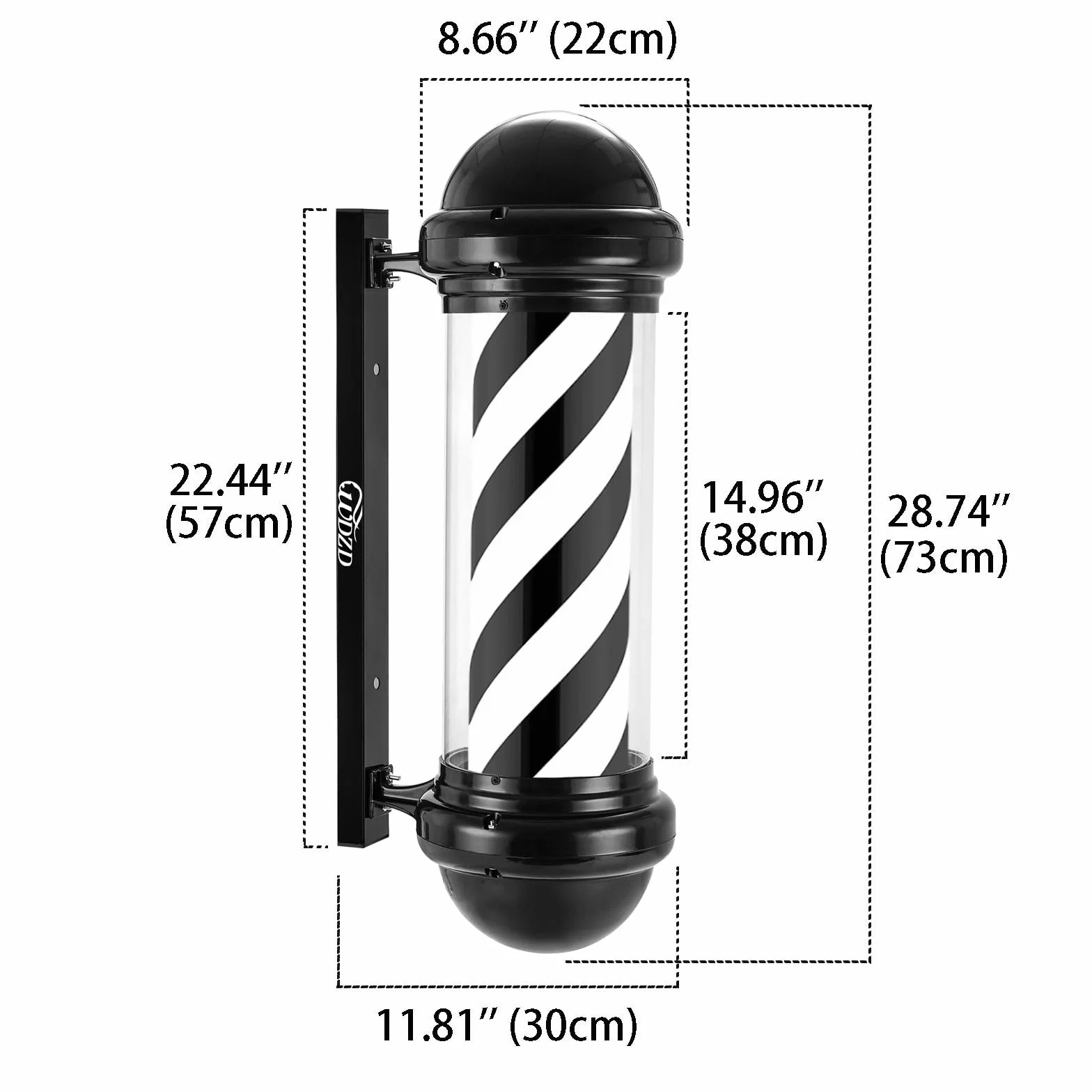 Barber Pole Negro 73 cm Poste Barbero