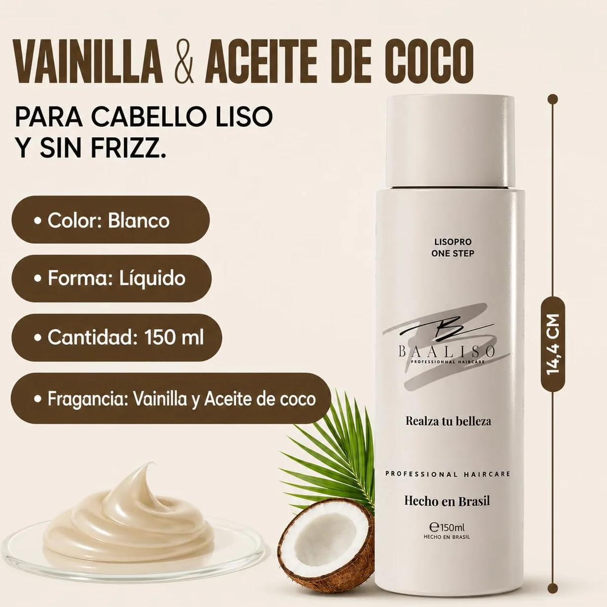 Alisado Brasileño Premium con Queratina 150 ml Anti Frizz Brillo Intenso