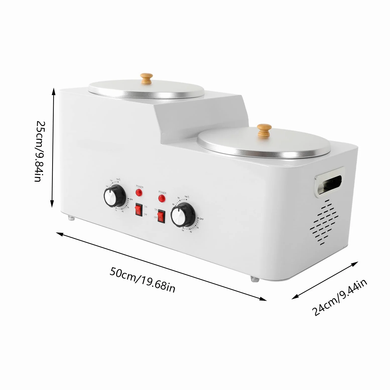 Calentador de cera eléctrico, calentador de cera de doble olla de 600 W, cera depilatoria, calentador de cera caliente de temperatura ajustable para el cuidado de la piel profesional y en casa