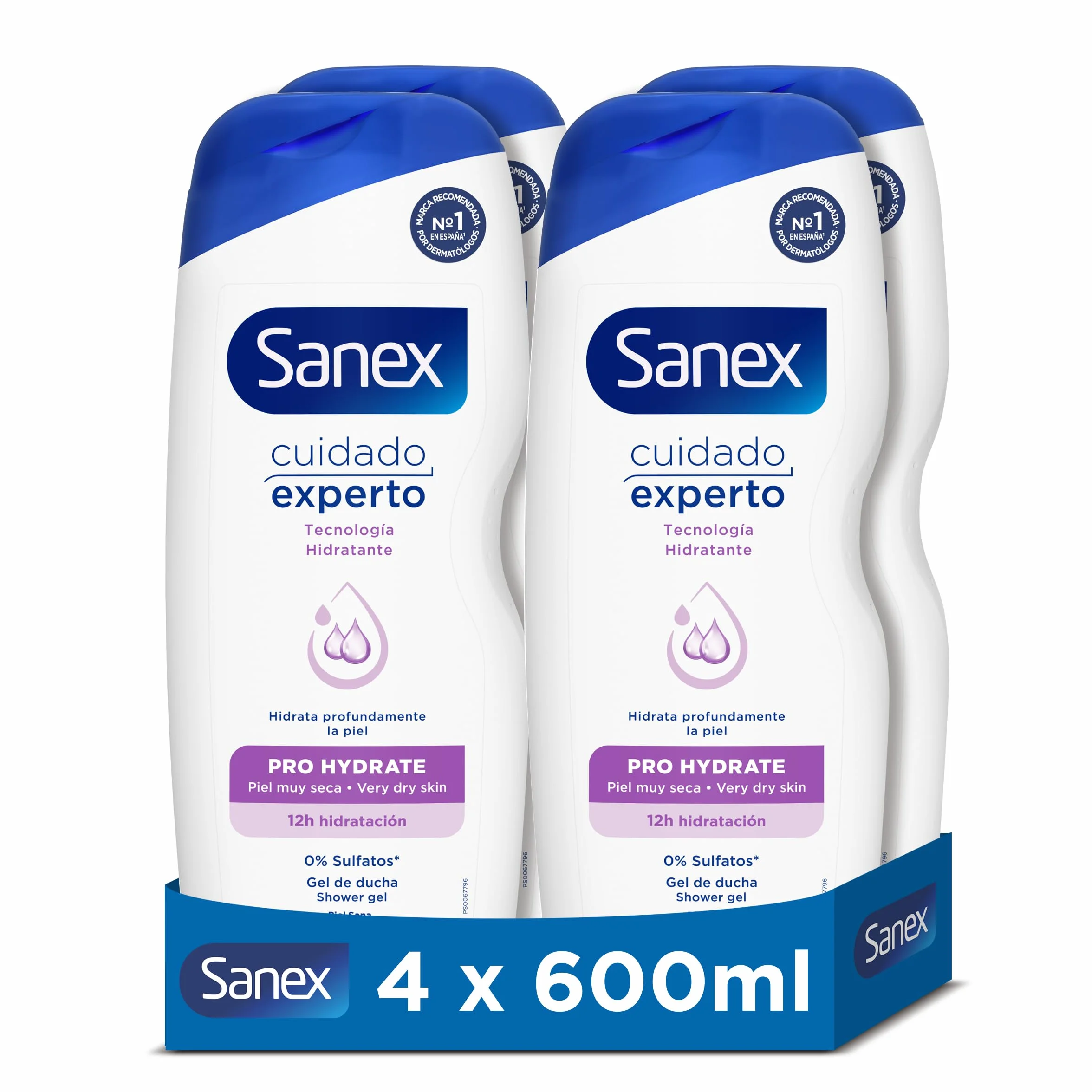 Sanex Cuidado Experto Pro Hydrate Gel de Ducha 600ml Pack 4 Uds