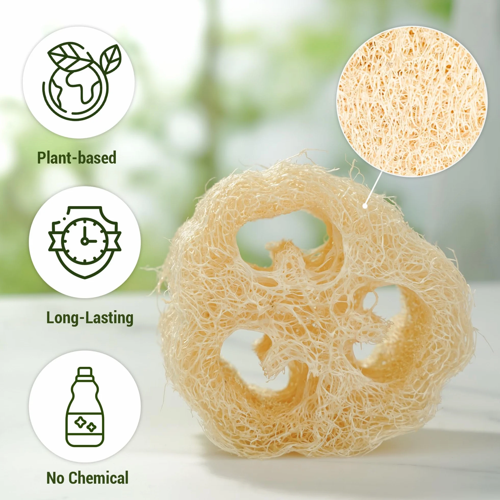 2 PCS Estropajo Natural Luffa Esponja Exfoliante Cuerpo Ducha