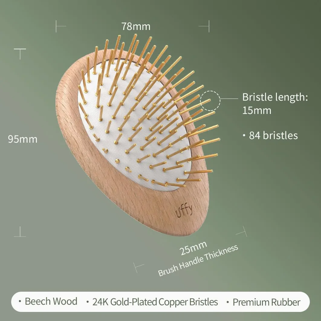 Uffy Acubrusher - Cepillo de pelo Gua Sha chapado en oro de 24 quilates, masajeador ergonómico del cuero cabelludo para la caspa y el crecimiento del cabello, adecuado para todo tipo de cabello
