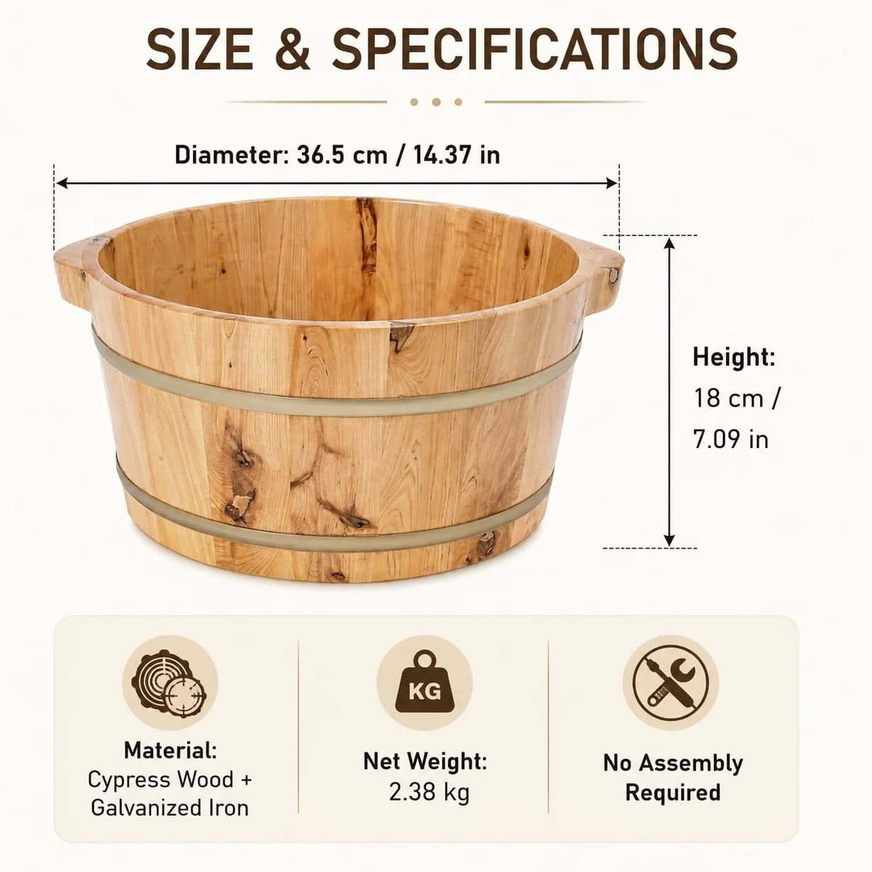 Piscina De Pies De Madera Bañera De Madera Para Remojar Pies Multifunción Cuenca De Pedicura Tazón De Baño De Pie,Para El Hogar, Centro De Baño De Pies
