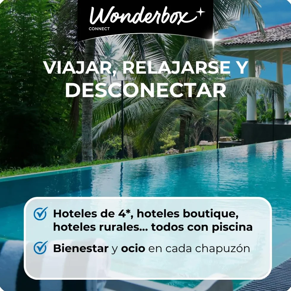 WONDERBOX – Cofre Regalo Hoteles con Piscina - 1 Noche para 2 Personas - Escapada para Parejas - Regalar experiencias - Ideal para una escapada refrescante