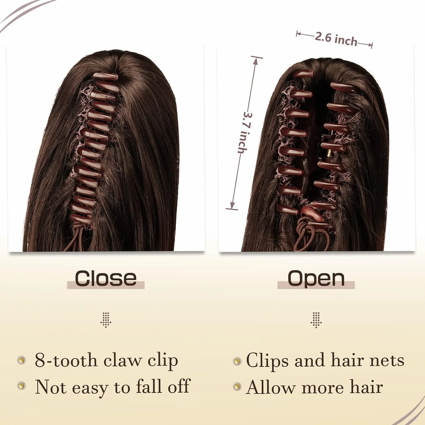 Sofeiyan 13" Ponytail Extension de Cola de Caballo Larga Rizada con Clip Cabello Sintetico Aspecto Natural Castano Medio Mechas Rubias Miel