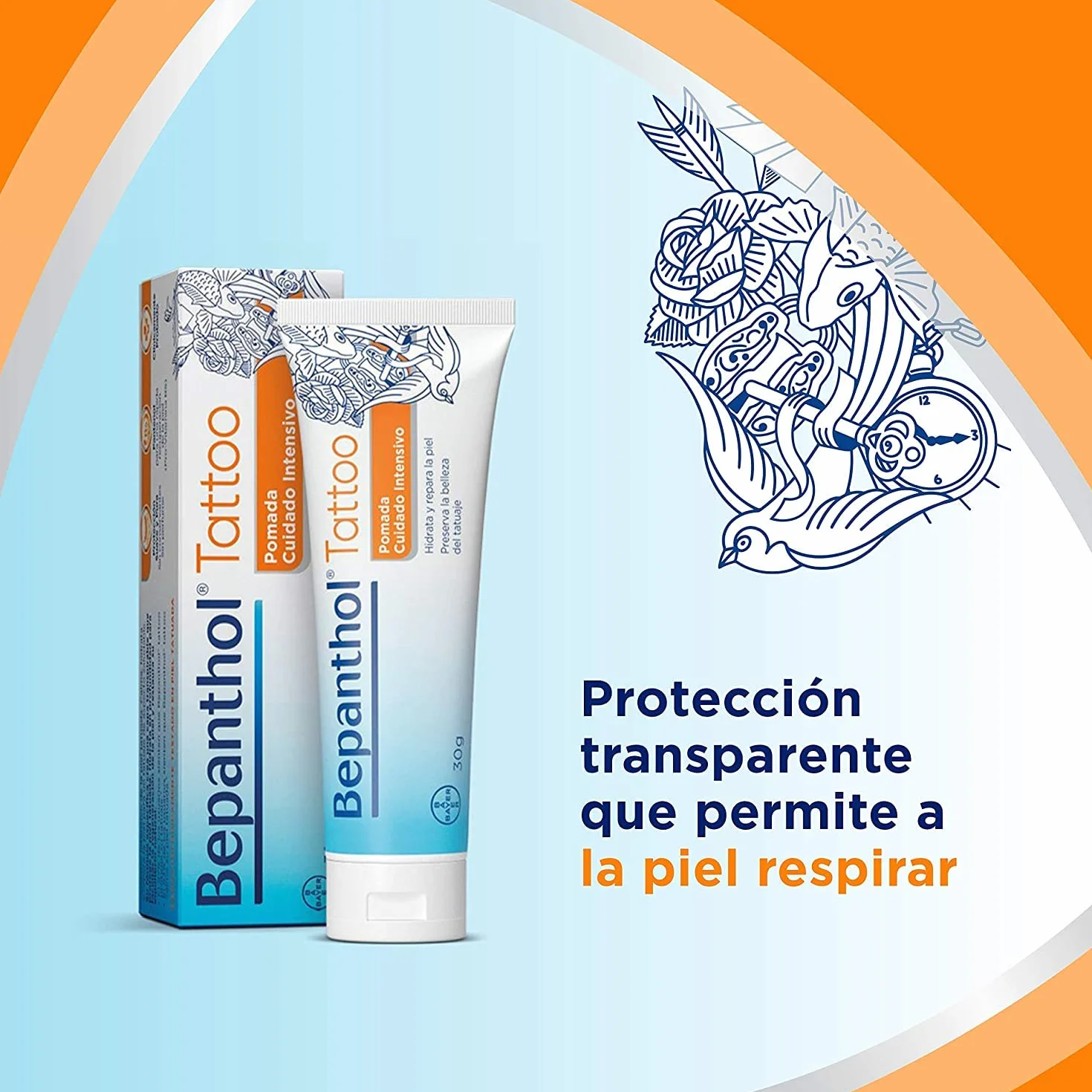 BEPANTHOL Crema para Tatuajes con Pantenol 30 g - Hidrata y Repara la Piel Post Tattoo