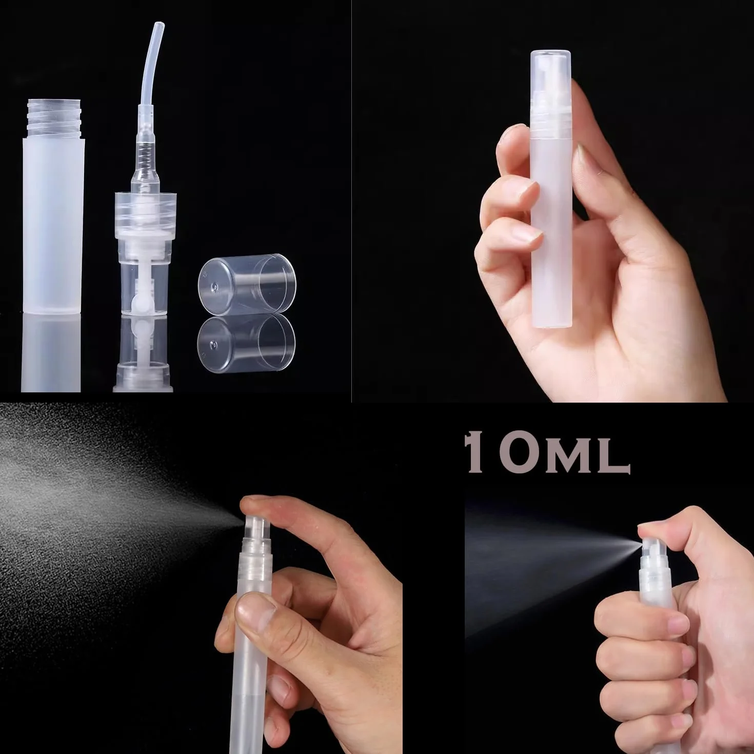 Neceser de Viaje Transparente con Botellas Vacías 100ml y Spray 10ml, Kit de Viaje Avión 4 PCS