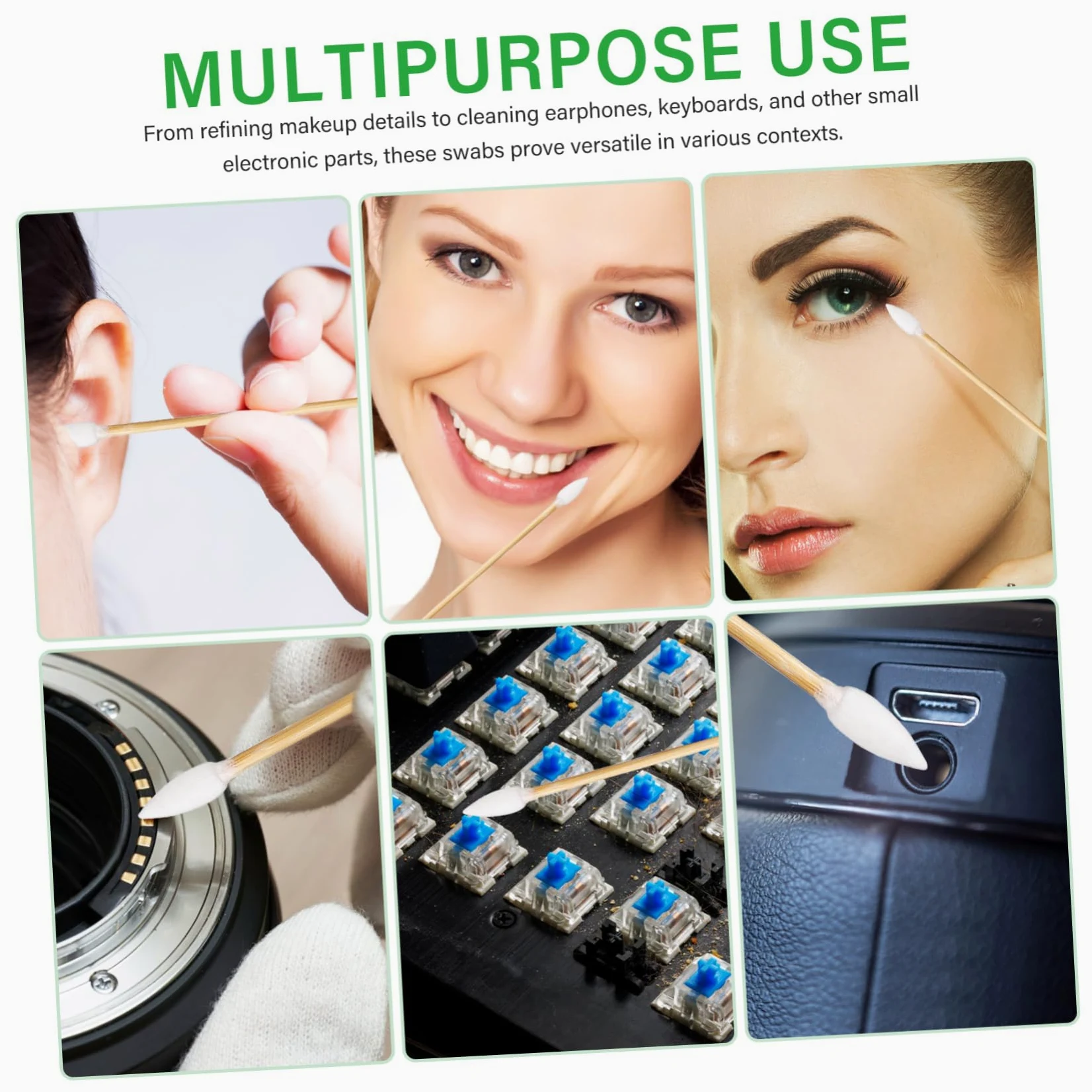 Palillos Aplicadores De Maquillaje Hisopos De Algodón Para Oídos Hisopos Limpiadores Para Fines Cosméticos Puntas Para Baño Uñas De Oídos Puntas Para Remover 500 piezas*4