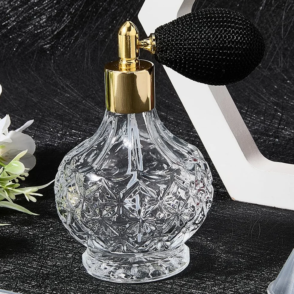 GORGECRAFT Botellas de Perfume de Cristal 100 ml Atomizador Vintage Rellenable Bomba de Vidrio