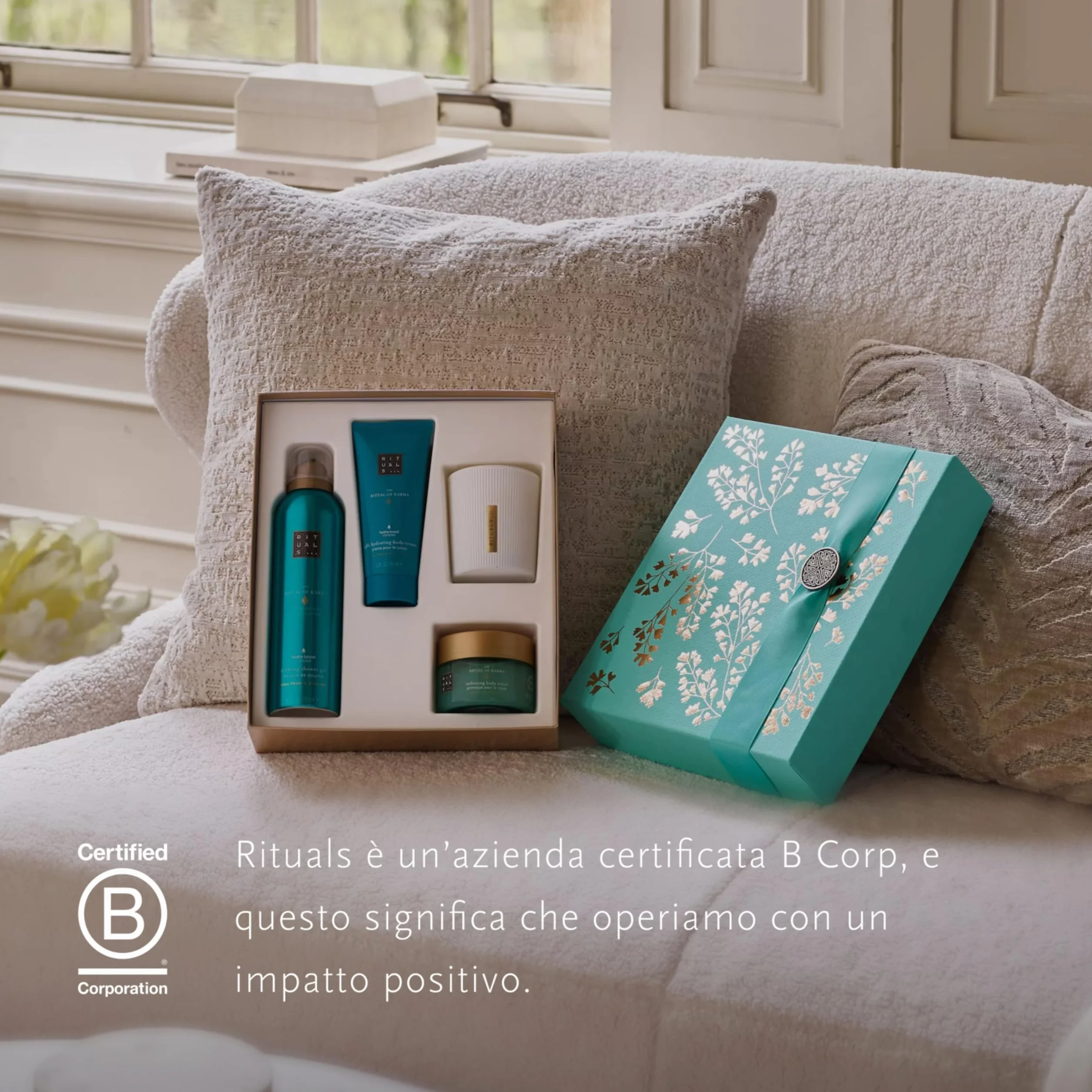RITUALS Caja de regalo The Ritual of Karma, Medium - Set de baño con productos para el cuidado de la piel con loto y té blanco - Propiedades nutritivas y reconfortantes