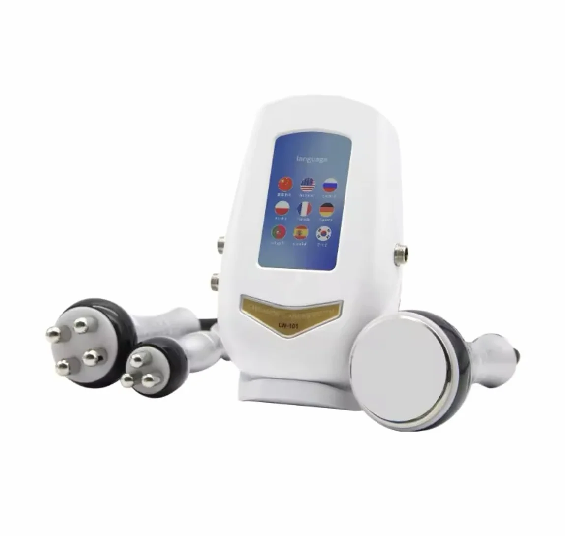 Máquina de cavitación 40K multifuncional con pantalla LCD, 3 sondas, blanco
