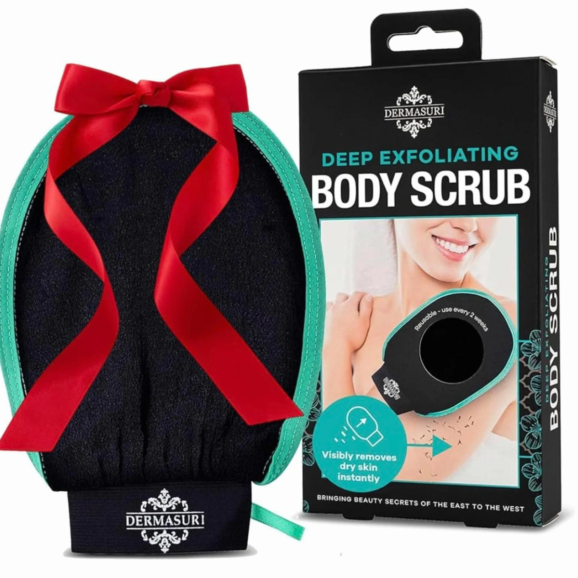 Dermasuri Guante Exfoliante Profundo - Exfoliador Corporal y Removedor de Bronceado - Guante Coreano Hombre Mujer - 1 Unidad
