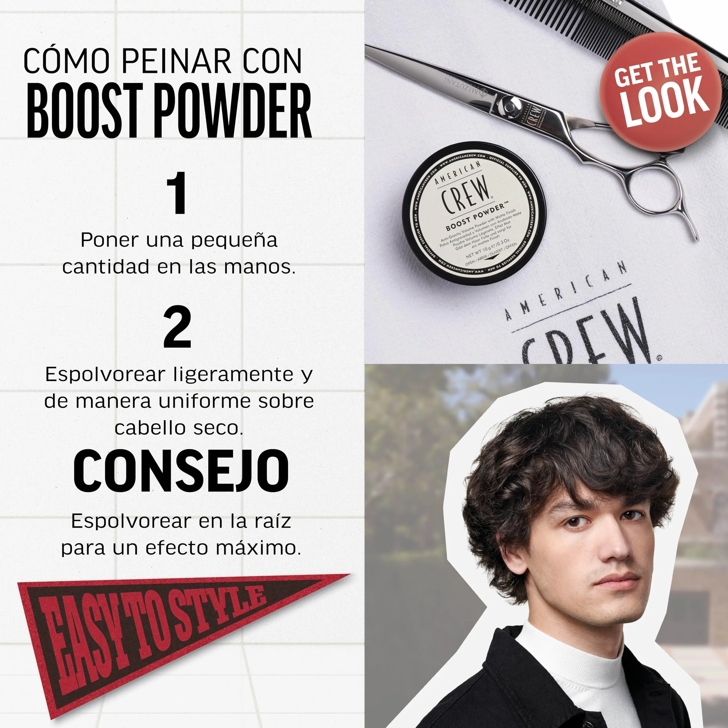 American Crew Boost Powder Polvo Voluminizador para el Pelo Volumen Cuerpo Textura Acabado Natural Mate